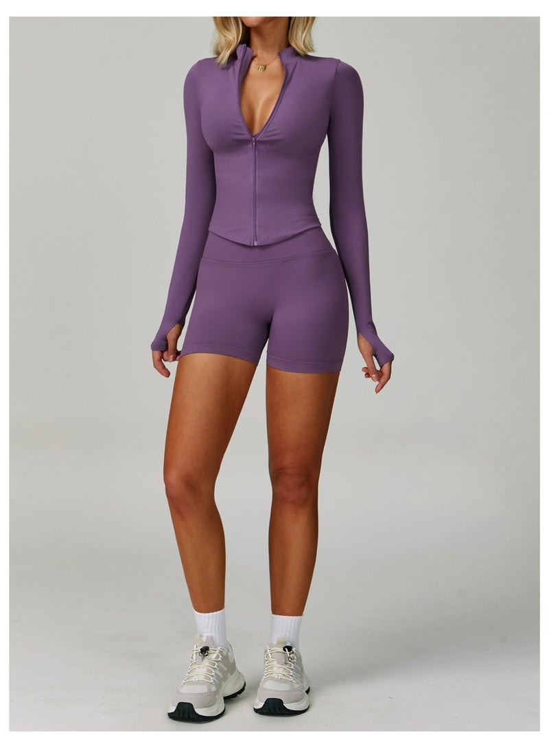 general Yknktstc Women Workout Jacket Full Zip Athletic Tops Cropped Shirt with Thumbholes Quick Dry Running Yoga Casual Wear - Image 1